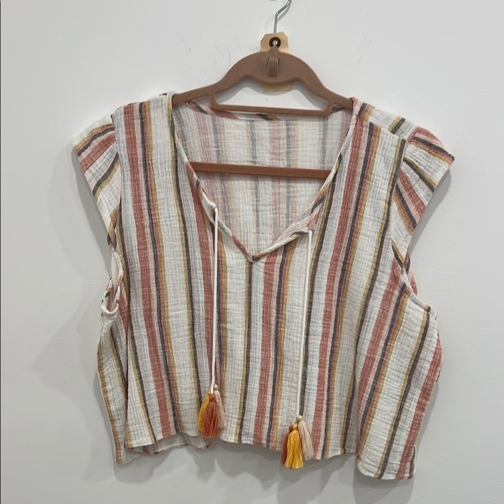 Boho Striped V-Neck Blouse
